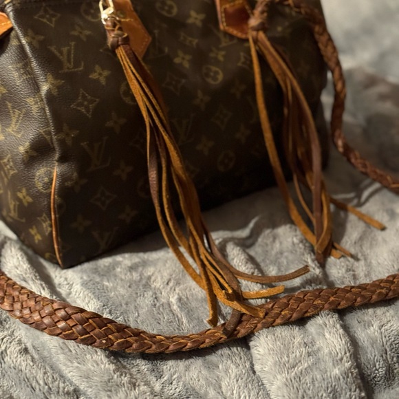 Handmade braided leather fringe vintage speedy 30 with lock no key - Picture 6 of 8